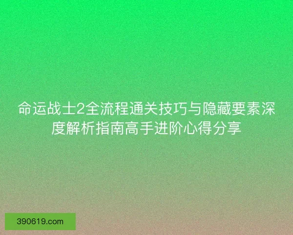 命运战士2全流程通关技巧与隐藏要素深度解析指南高手进阶心得分享